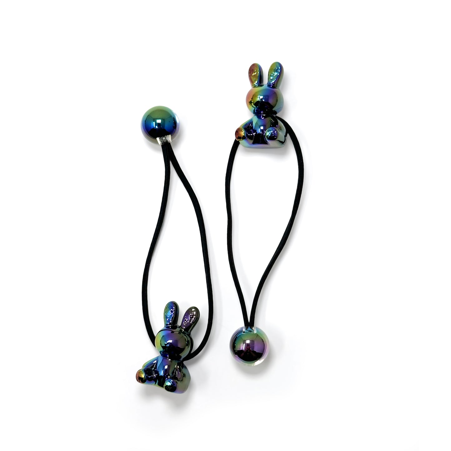 Ponytail Holder - Shapes & Spheres (Set of 2) | Modern Ball Hair Ties with Fun Shapes | Bear, Star & Rabbit Hair Accessories
