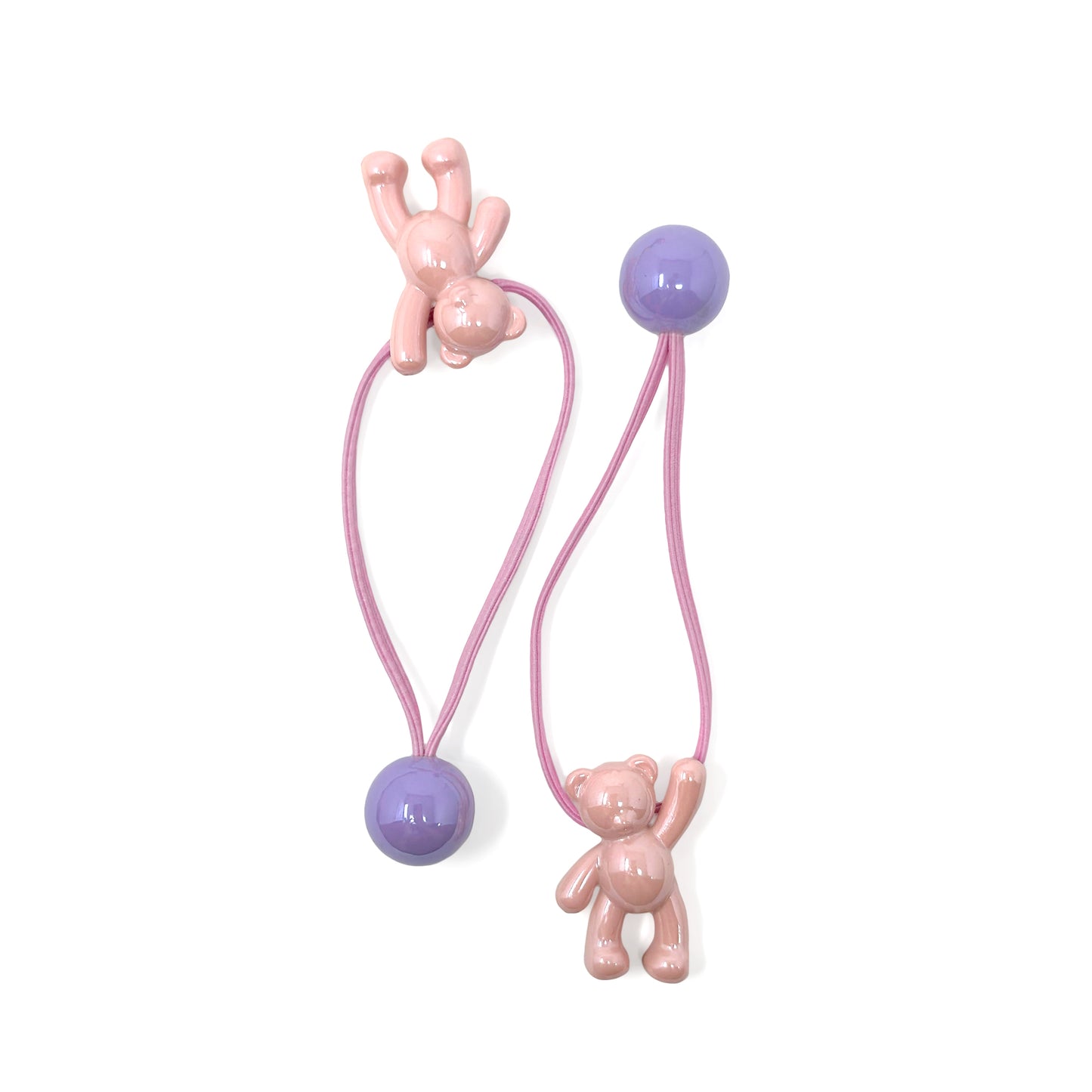 Ponytail Holder - Shapes & Spheres (Set of 2) | Modern Ball Hair Ties with Fun Shapes | Bear, Star & Rabbit Hair Accessories