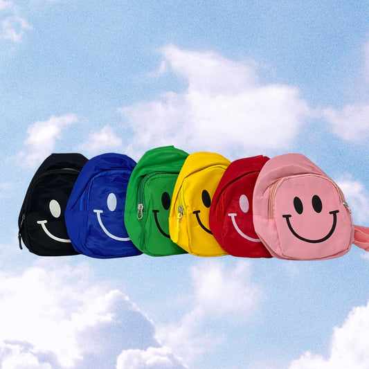 Smiley Face Crossbody Bag | Fun Adjustable Bag for Kids and Adults | Dimensions: H 7" x W 5" x D 2.25"