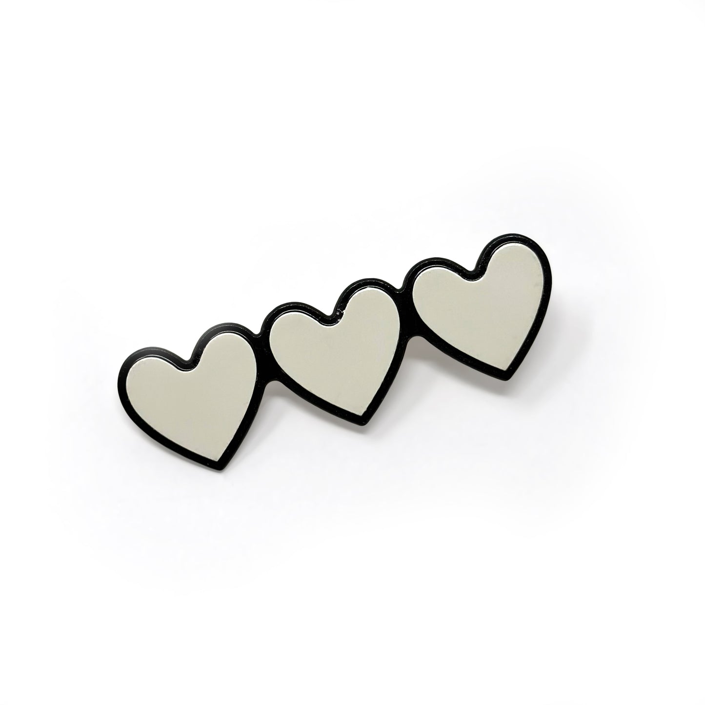 Triple B&W Heart Barrette (Set of 2) – Stylish Black and White Hair Clips for Kids & Adults