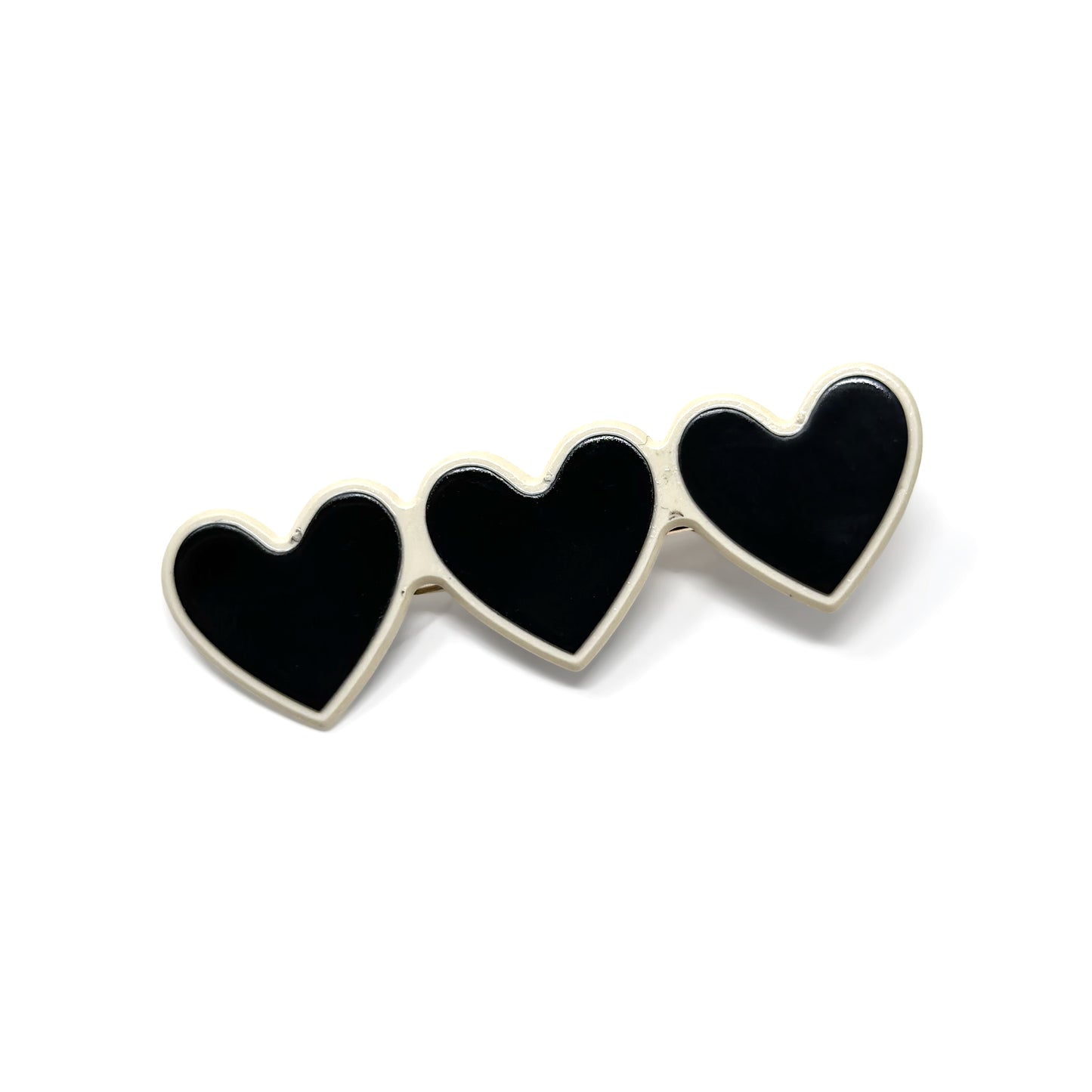 Triple B&W Heart Barrette (Set of 2) – Stylish Black and White Hair Clips for Kids & Adults
