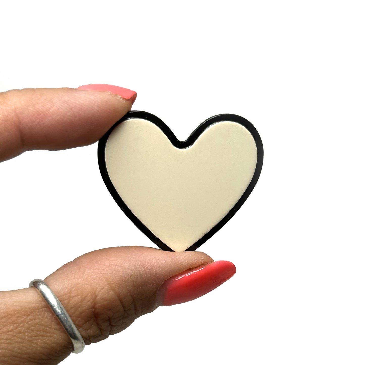 Black and White Heart Hair Clips for Women & Kids (Set of 2) – Cute Alligator Clips for All Hair Types, Stylish and Durable, 1.5" x 1.75"