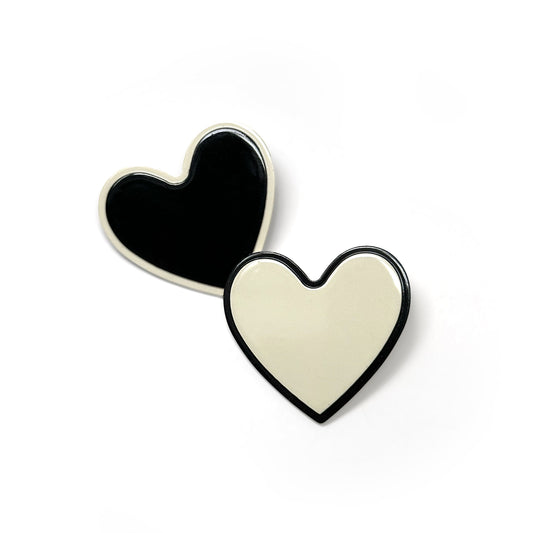 Black and White Heart Hair Clips for Women & Kids (Set of 2) – Cute Alligator Clips for All Hair Types, Stylish and Durable, 1.5" x 1.75"