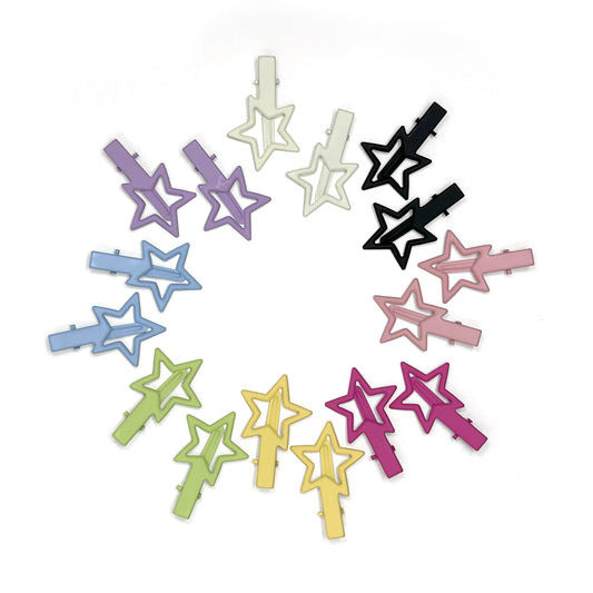 Shooting Stars Hair Clips Set | Colorful Star Hair Accessories for Kids & Adults | 2-Piece Set