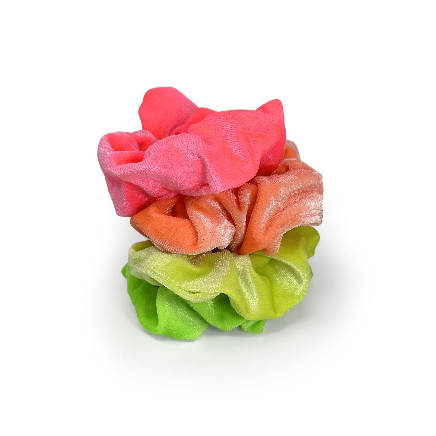 Samantha Scrunchies Set | Neon Velour Scrunchies for Women & Girls | 2-Piece Hair Accessory Set