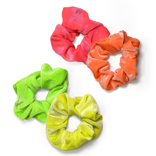 Samantha Scrunchies Set | Neon Velour Scrunchies for Women & Girls | 2-Piece Hair Accessory Set