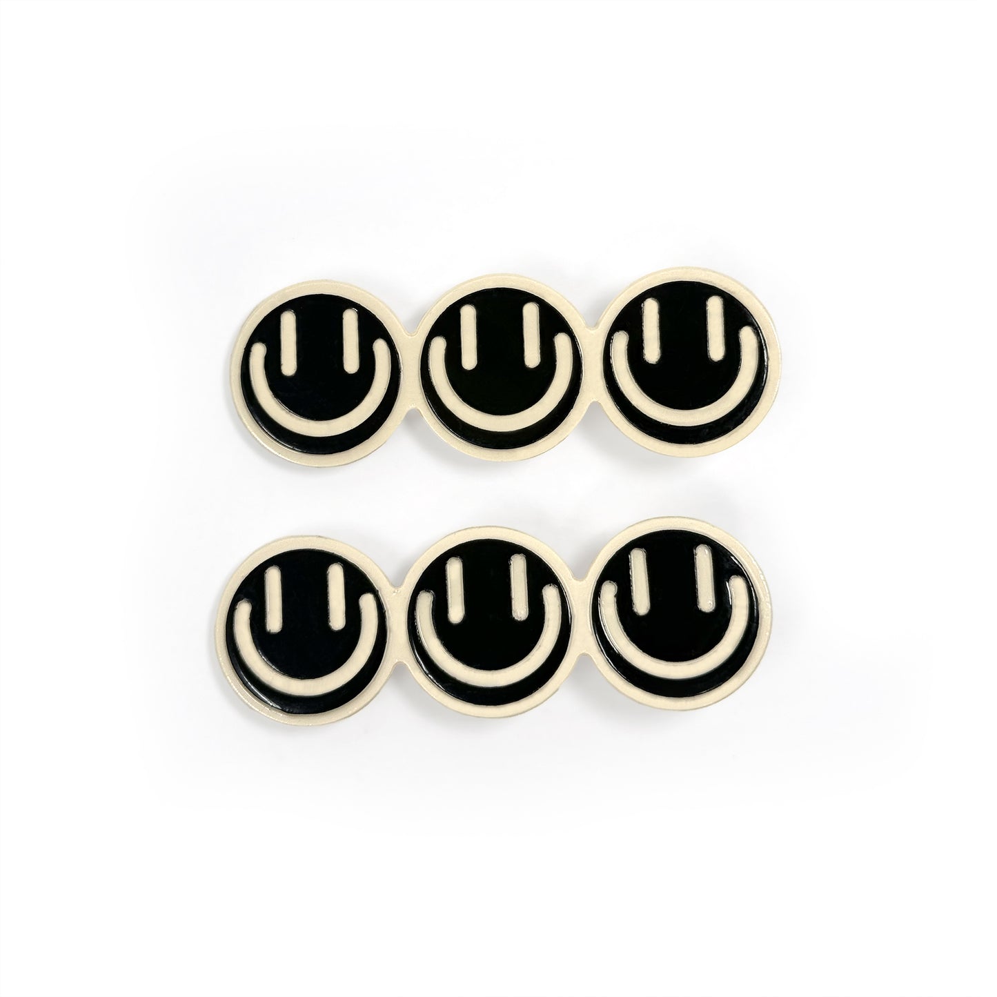 TRIPLE SMILEY FACE HAIR CLIPS (Set of 2)